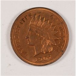 1907 INDIAN HEAD CENT RED AU