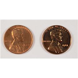 2 LINCOLN CENTS -- 1961 & 1966 PROOF RED BU