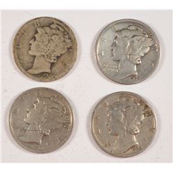 4 MERCURY DIMES: 1918, 1920S?, 1936 & 1938-D