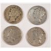 Image 1 : 4 MERCURY DIMES: 1918, 1920S?, 1936 & 1938-D