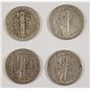 Image 2 : 4 MERCURY DIMES: 1918, 1920S?, 1936 & 1938-D