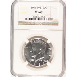 1967 SMS KENNEDY HALF DOLLAR, NGC MS-67