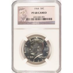 1964 KENNEDY HALF DOLLAR, NGC PROOF-68 CAMEO
