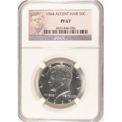 1964 "ACCENT HAIR" KENNEDY HALF DOLLAR, NGC PROOF-67