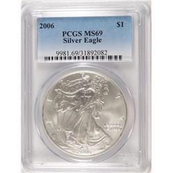 2006 AMERICAN SILVER EAGLE, PCGS MS-69