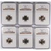Image 1 : LOT OF ( 6 ) SMS ROOSEVELT DIMES,  1-1966 & 5-1967, NGC MS-66
