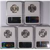 Image 2 : LOT OF ( 5 ) 1950-D WASHINGTON QUARTERS, NGC MS-65