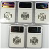 Image 2 : LOT OF ( 5 ) 1961 WASHINGTON QUARTERS, NGC  MS-65