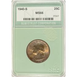 1940-S WASHINGTON QUARTER NTC MS-66