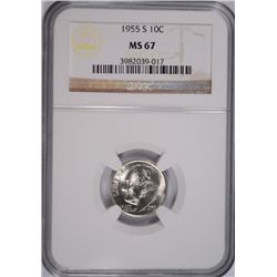 1955-S ROOSEVELT DIME, NGC MS-67