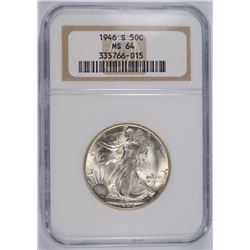 1946-S WALKING LIBERTY HALF DOLLAR, NGC MS-64