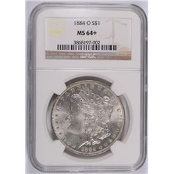1884-O MORGAN SILVER DOLLAR, NGC MS 64+