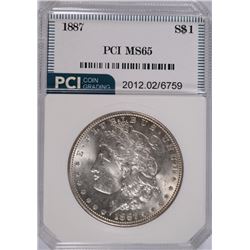 1887 MORGAN SILVER DOLLAR, PCI MS-65   NICE ORIGINAL!