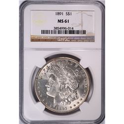 1891 MORGAN DOLLAR NGC MS-61
