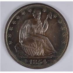 1854-O SEATED LIBERTY HALF AU