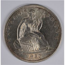 1860-O SEATED LIBERTY HALF AU/BU