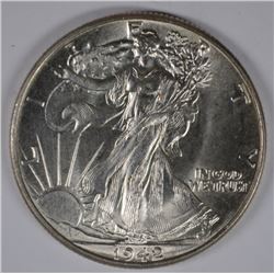 1942 WALKING LIBERTY HALF GEM BU