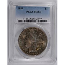 1889 MORGAN DOLLAR PCGS MS-65 FANTASTIC BLUE TONE