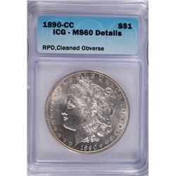 1890-CC MORGAN DOLLAR ICG MS-60 DETAILS