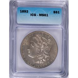 1892 MORGAN DOLLAR ICG MS-61