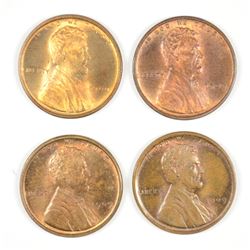 (4) 1909 VDB LINCOLN CENTS GEM BU'S