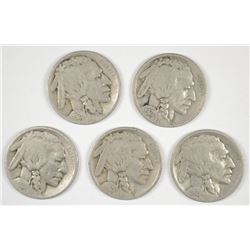 (5) 1921 BUFFALO NICKELS