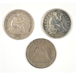 (3) SEATED HALF DIMES (53, 58, 70)