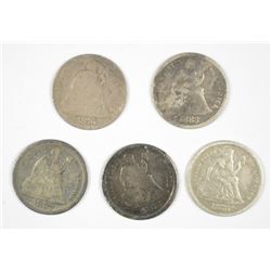 (5) SEATED DIMES (75-S, 76, 76-S, 83, 87)