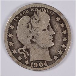 1904-O BARBER QUARTER VG/F
