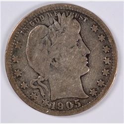 1905-O BARBER QUARTER VG/F