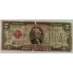 1928 $2 US NOTE (SHORT SNORTER)