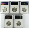 Image 2 : LOT OF ( 5 ) 1964-D WASHINGTON QUARTERS, NGC  MS-65