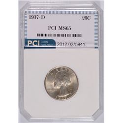 1937-D WASHINGTON QUARTER, PCI MS-65 GEM