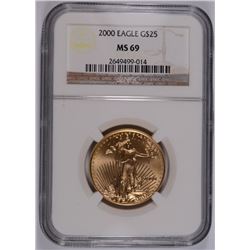 2000 $25 AMERICAN GOLD EAGLE .5 oz NGC MS 69