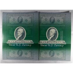 ( 2 ) SHEETS OF ( 2 ) UNCUT 2006 $10.00 NOTES IN  FOLDER WITH FACTS