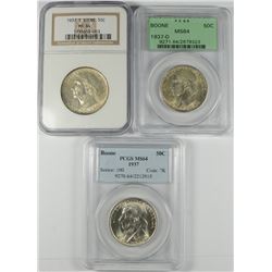 SET OF 1937 BOONE COMMEN HALF DOLLAR PCGS/NGC MS-64