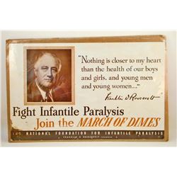 VINTAGE FRANKLIN D ROOSEVELT MARCH OF DIMES PROMOTIONAL POSTER