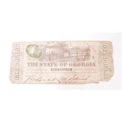 1863 CIVIL WAR ERA STATE OF GEORGIA CONFEDERATE ONE DOLLAR NOTE