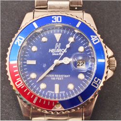 VINTAGE HELBROS WATER RESISTANT STAINLESS STEEL MENS WRISTWATCH