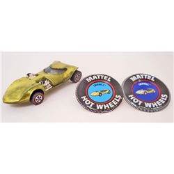 VINTAGE HOT WHEELS RED LINE TWIN MILL LIME W/ TWO BADGES