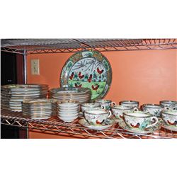 C. 1960'S CHINESE PORCELAIN ROOSTER CHINA SET - 52 PIECES