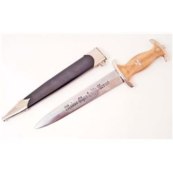 GERMAN NAZI WAFFEN SS ENLISTED MANS DAGGER W/ SCABBARD