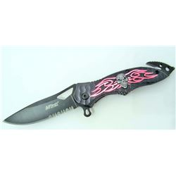 MTECH PINK SKULL SPRING ASSISTED TACTICAL KNIFE