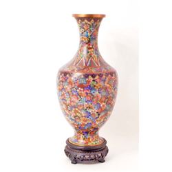 ANTIQUE CHINESE CLOISONNE VASE W/ STAND - POSS. 1796