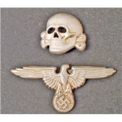 LOT OF 2 GERMAN NAZI WAFFEN SS VISOR HAT BADGES