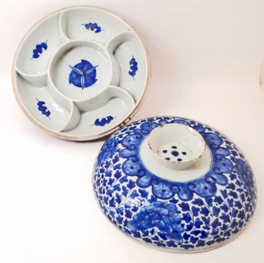 ANTIQUE CHINESE PORCELAIN SERVING BOWL W/ LID POSS. 1736