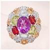 Image 1 : STERLING SILVER AMETHYST, TOPAZ, GARNET RING