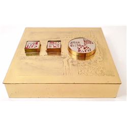 UNIQUE ANTIQUE CHINESE METAL BOX - SIGNED ON BOTTOM