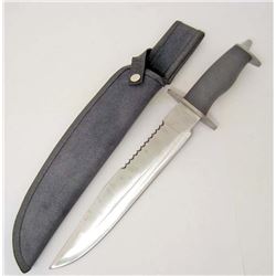 LARGE STAINLESS STEEL BOWIE KNIFE W/ SHEATH