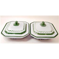 LOT OF 2 VINTAGE KLAFRESTROM CAST IRON ENAMELED CASSEROLE DISH